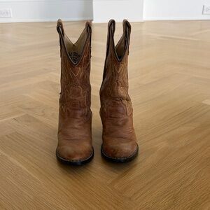 Old West Kids Brown Leather Cowboy Boots